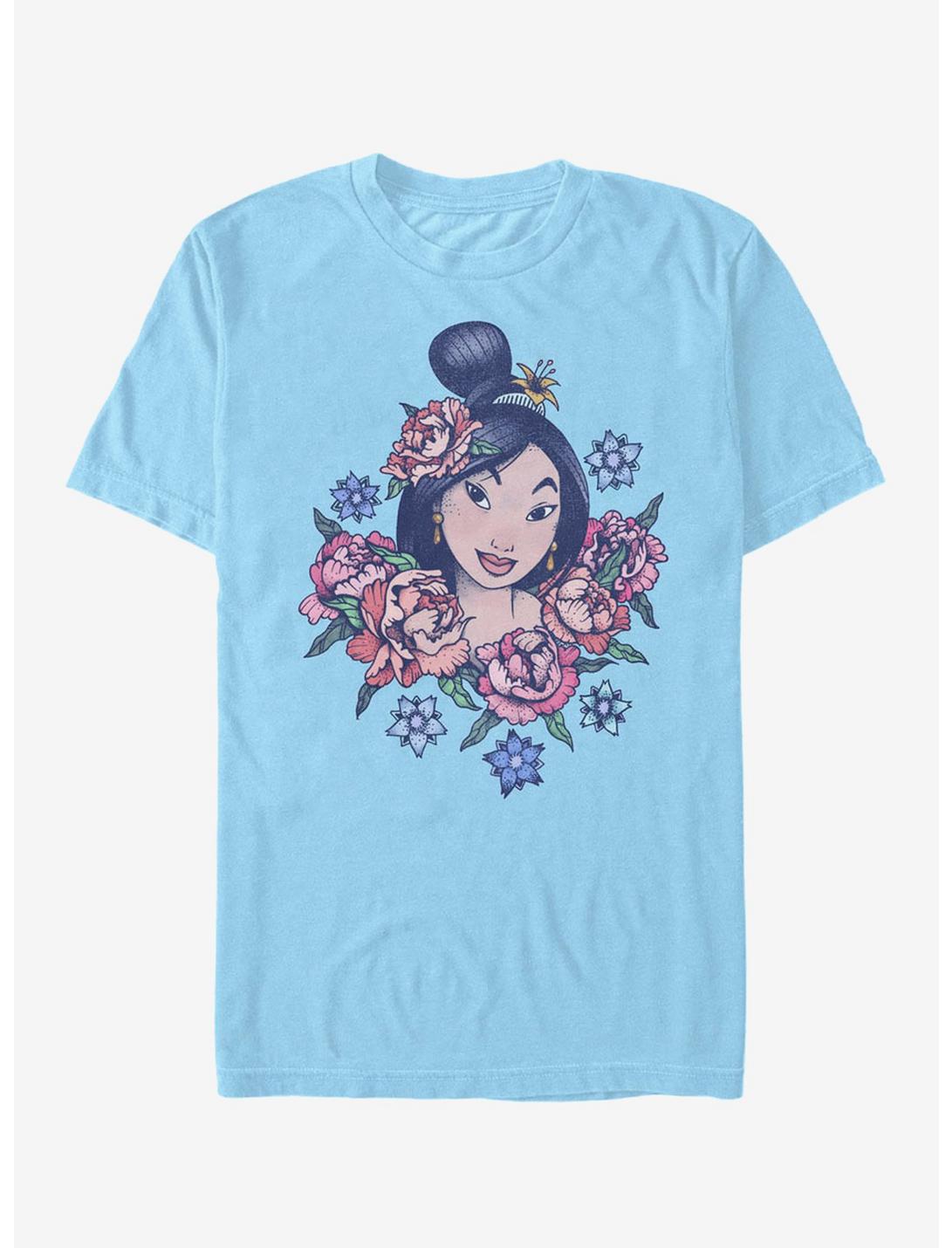 Disney Princess Floral Portrait T-Shirt, LT BLUE, hi-res