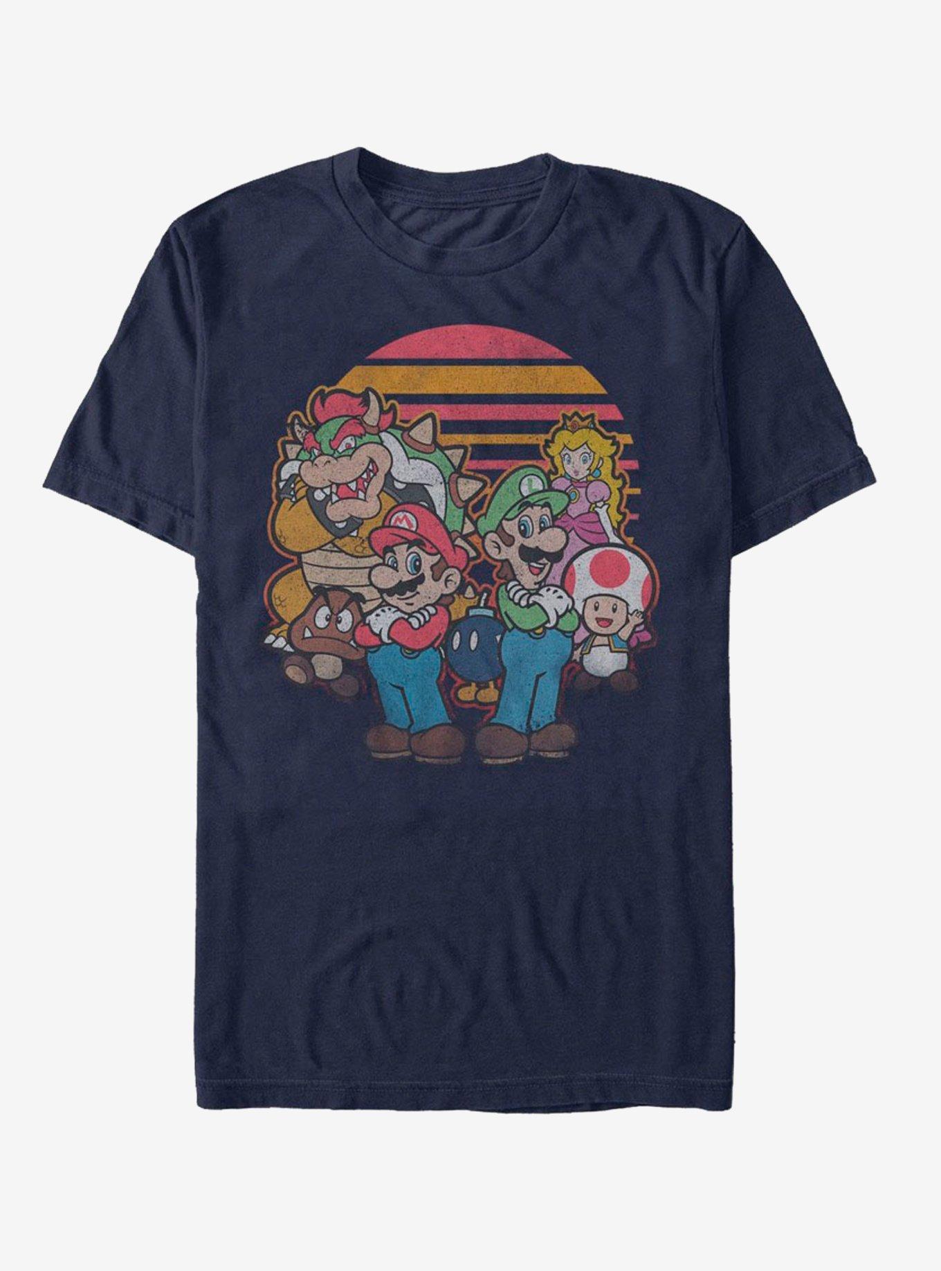 Nintendo Super Mario Retro Friends T-Shirt, NAVY, hi-res