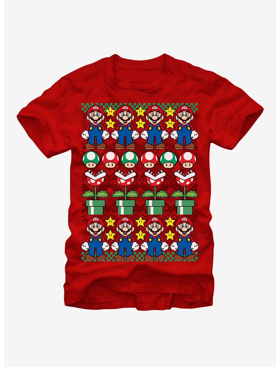 Nintendo Ugly Christmas Sweater Mario T-Shirt, RED, hi-res