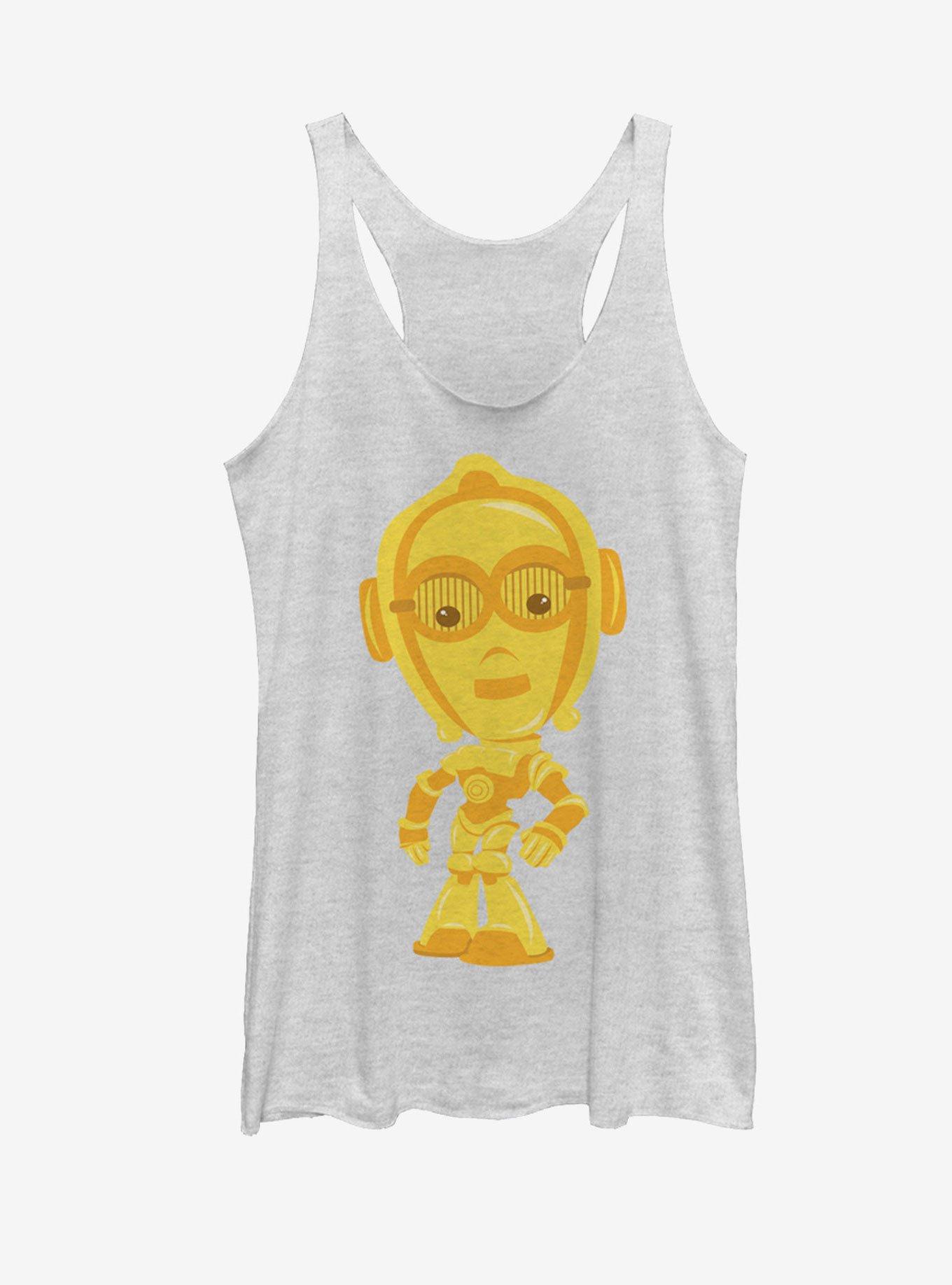 Star Wars Cute Cartoon 3-CPO Womens Tank, WHITE HTR, hi-res