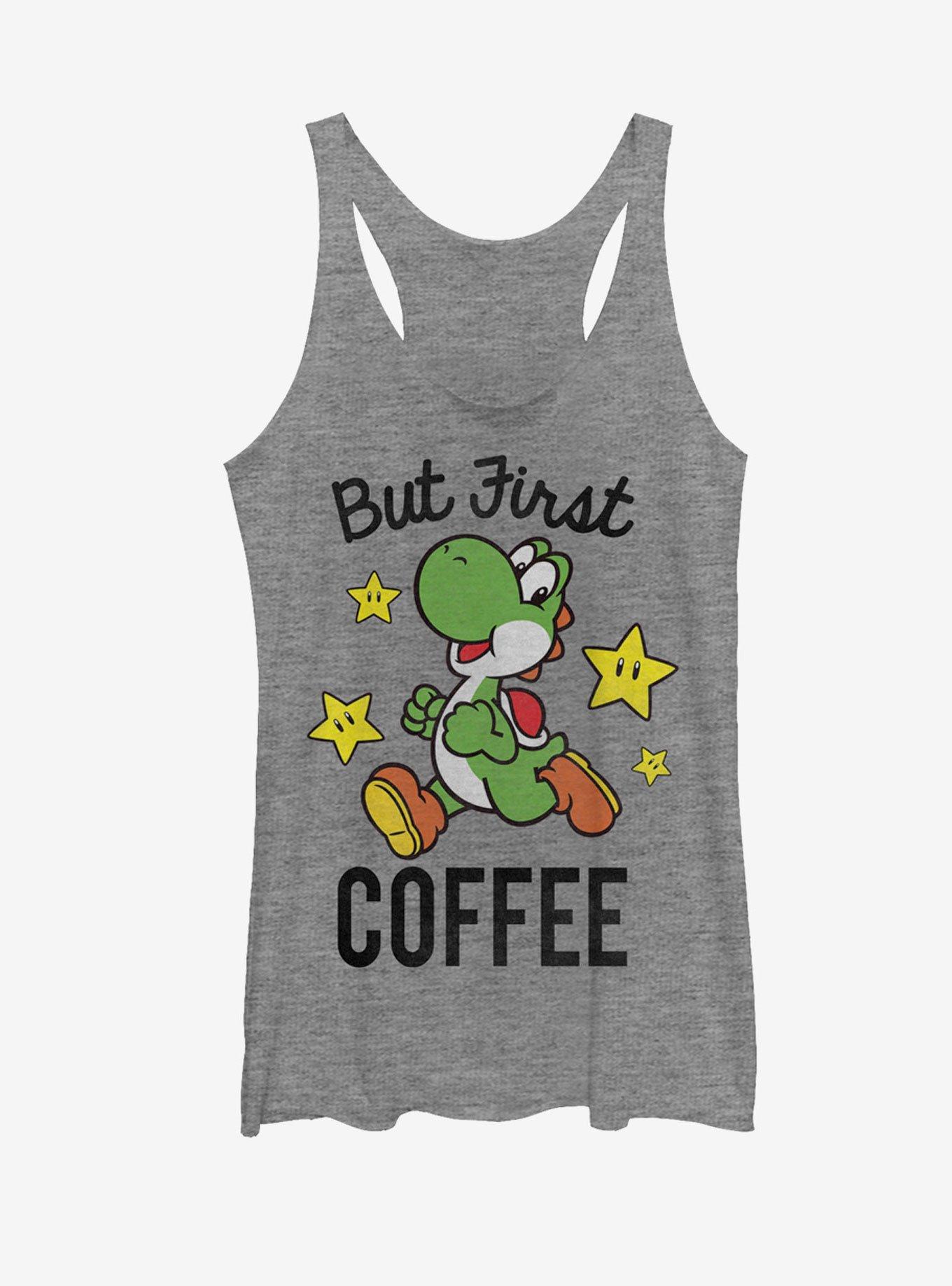 Nintendo Yoshi First Coffee Womens Tank, , hi-res