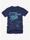 Star Wars The Force Awakens Millennium Falcon Blueprints T-Shirt, NAVY, hi-res