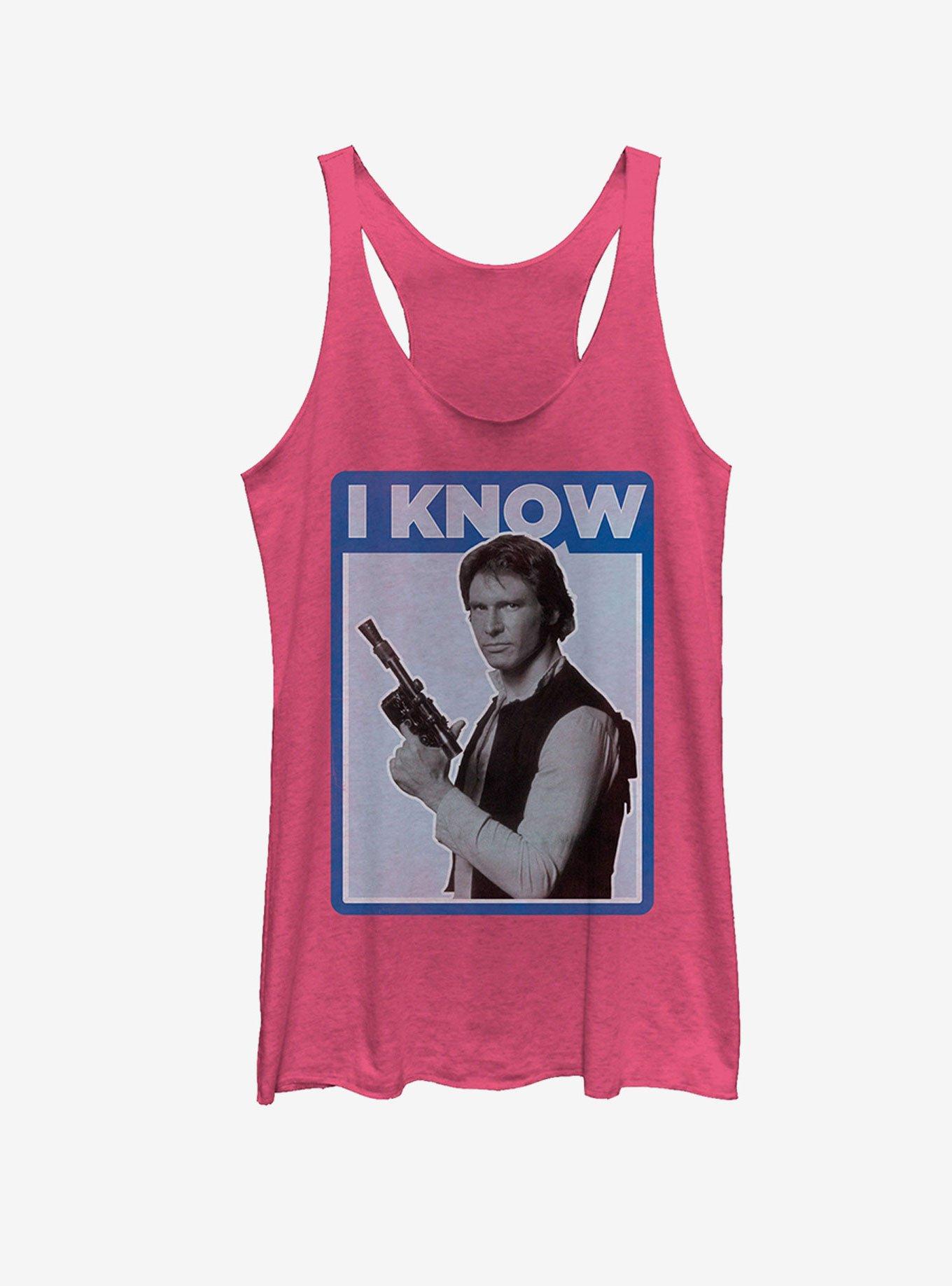 Star Wars Han Solo Quote I Know Womens Tank, PINK HTR, hi-res