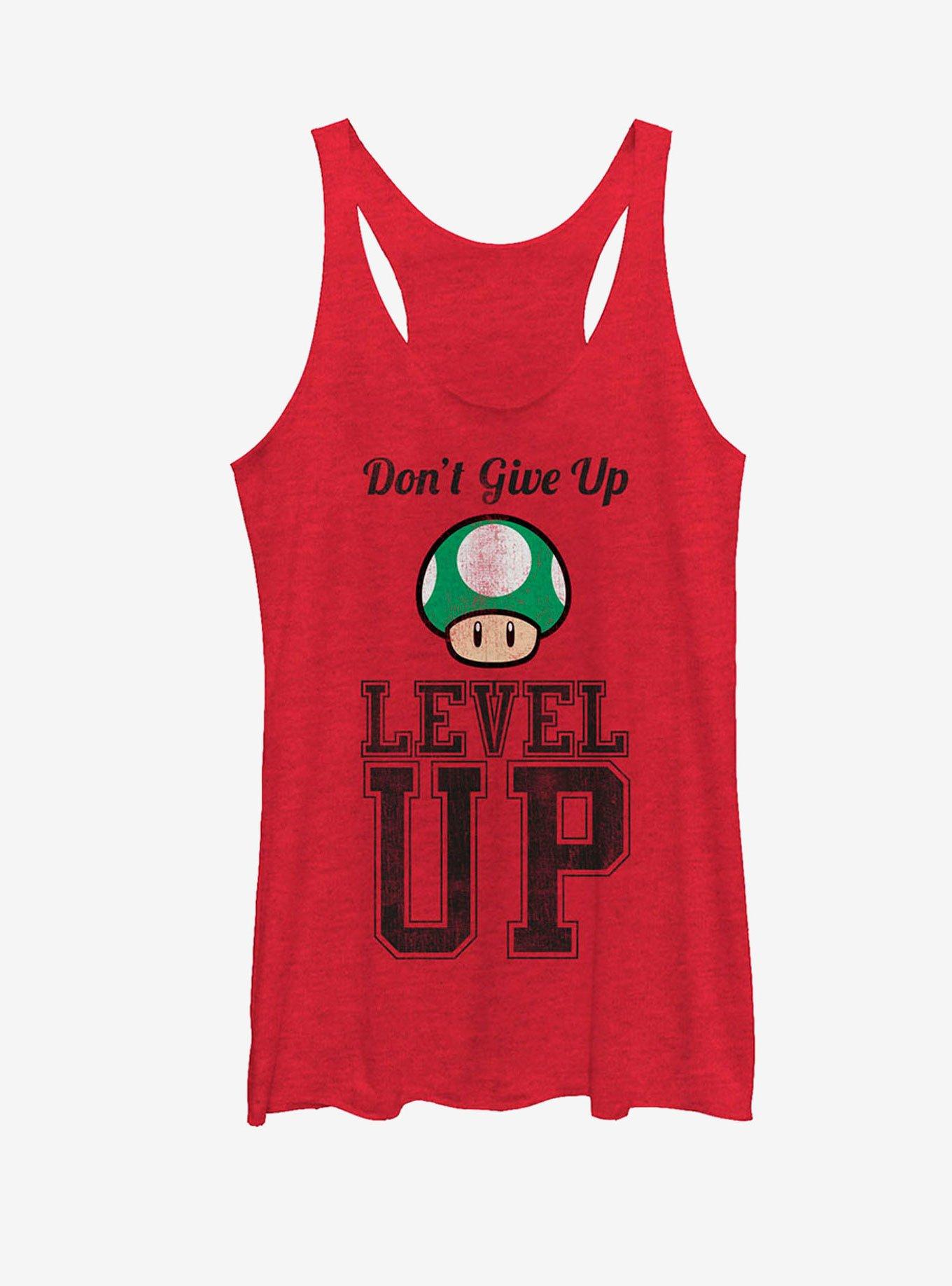 Nintendo Don't Give Up Level Up Mushroom Womens Tank