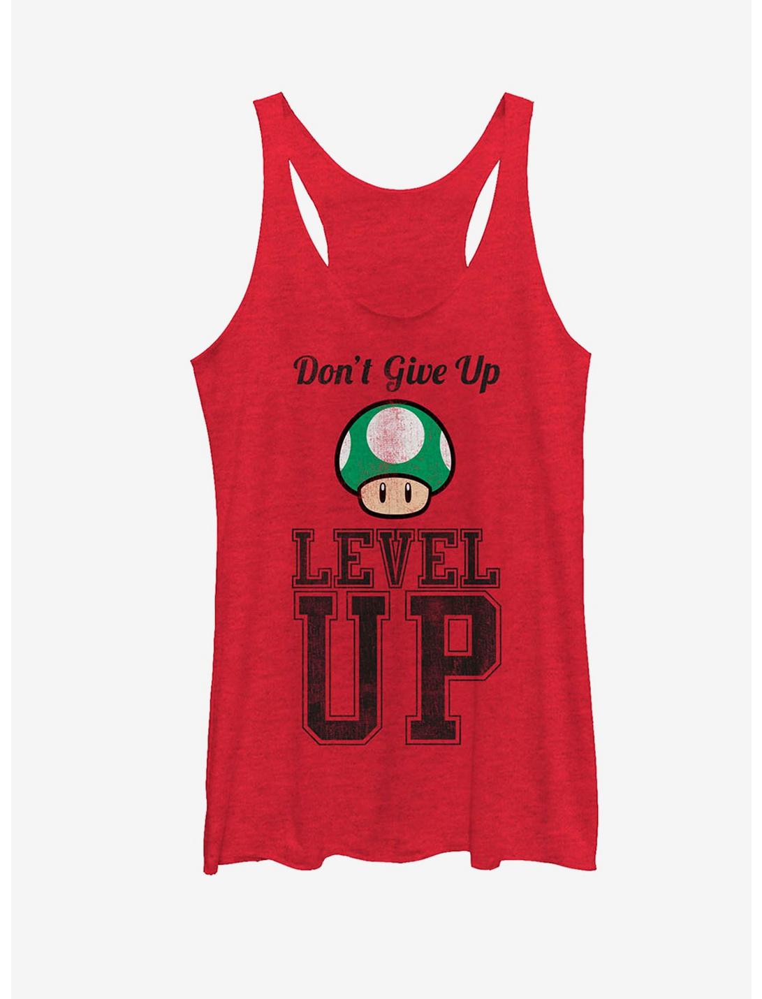 Nintendo Don't Give Up Level Up Mushroom Womens Tank, RED HTR, hi-res
