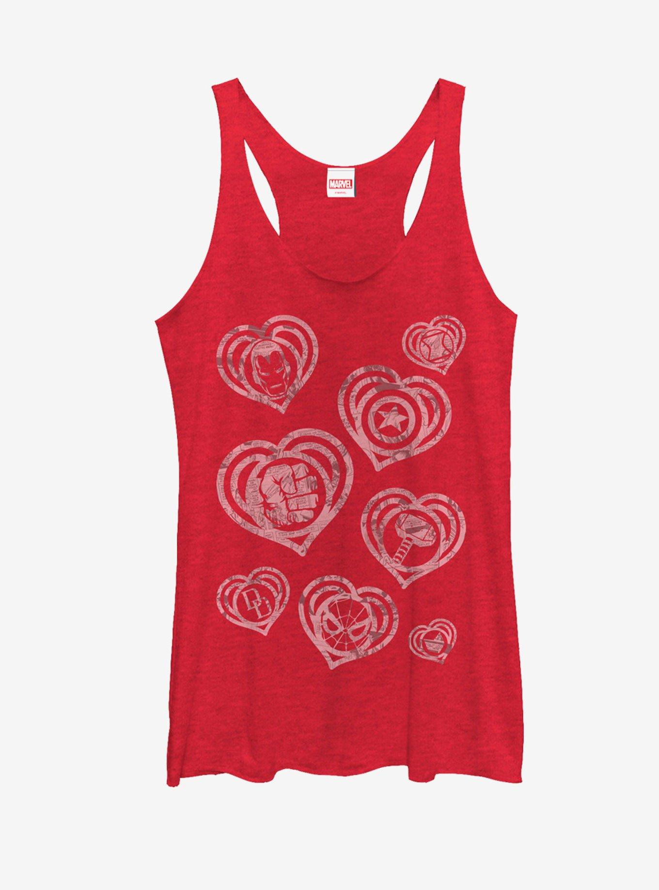 Marvel Hero Icon Hearts Womens Tank, RED HTR, hi-res