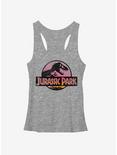Jurassic Park Logo Sunset Womens Tank, GRAY HTR, hi-res