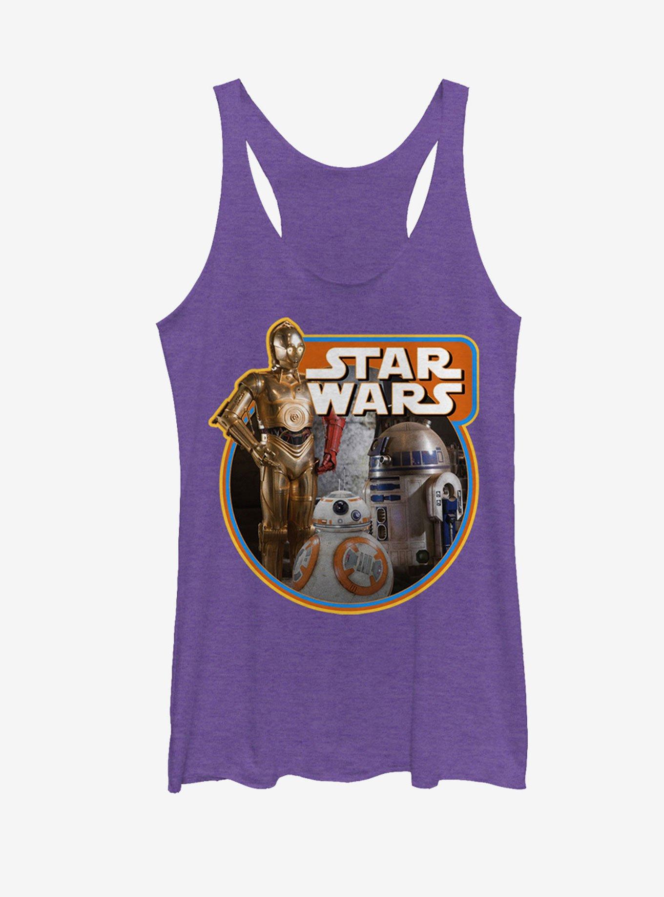 Star Wars Retro The Force Awakens Droids Womens Tank, PUR HTR, hi-res