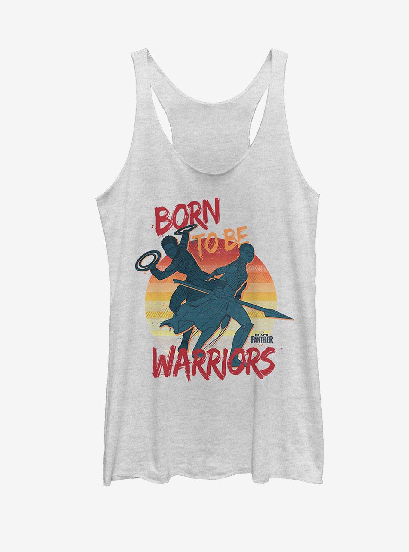 Marvel Black Panther 2018 Born to Be Warriors Womens Tank, WHITE HTR, hi-res