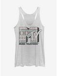 MTV Tribal Print Logo Womens Tank, WHITE HTR, hi-res