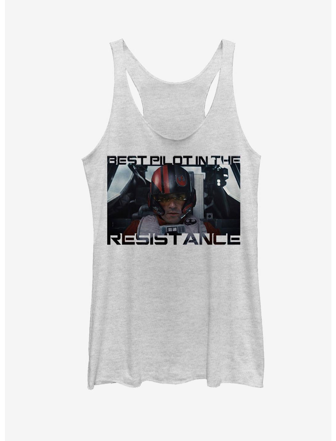 Star Wars Poe Best Pilot in the Resistance Womens Tank, WHITE HTR, hi-res