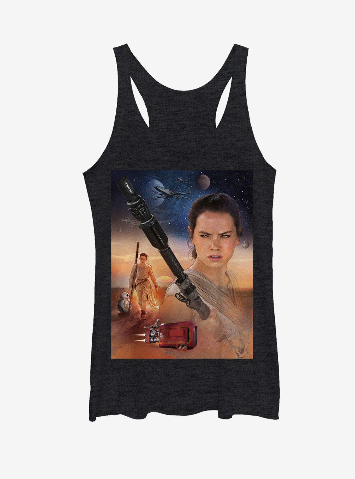Star Wars Rey Collage Womens Tank, BLK HTR, hi-res