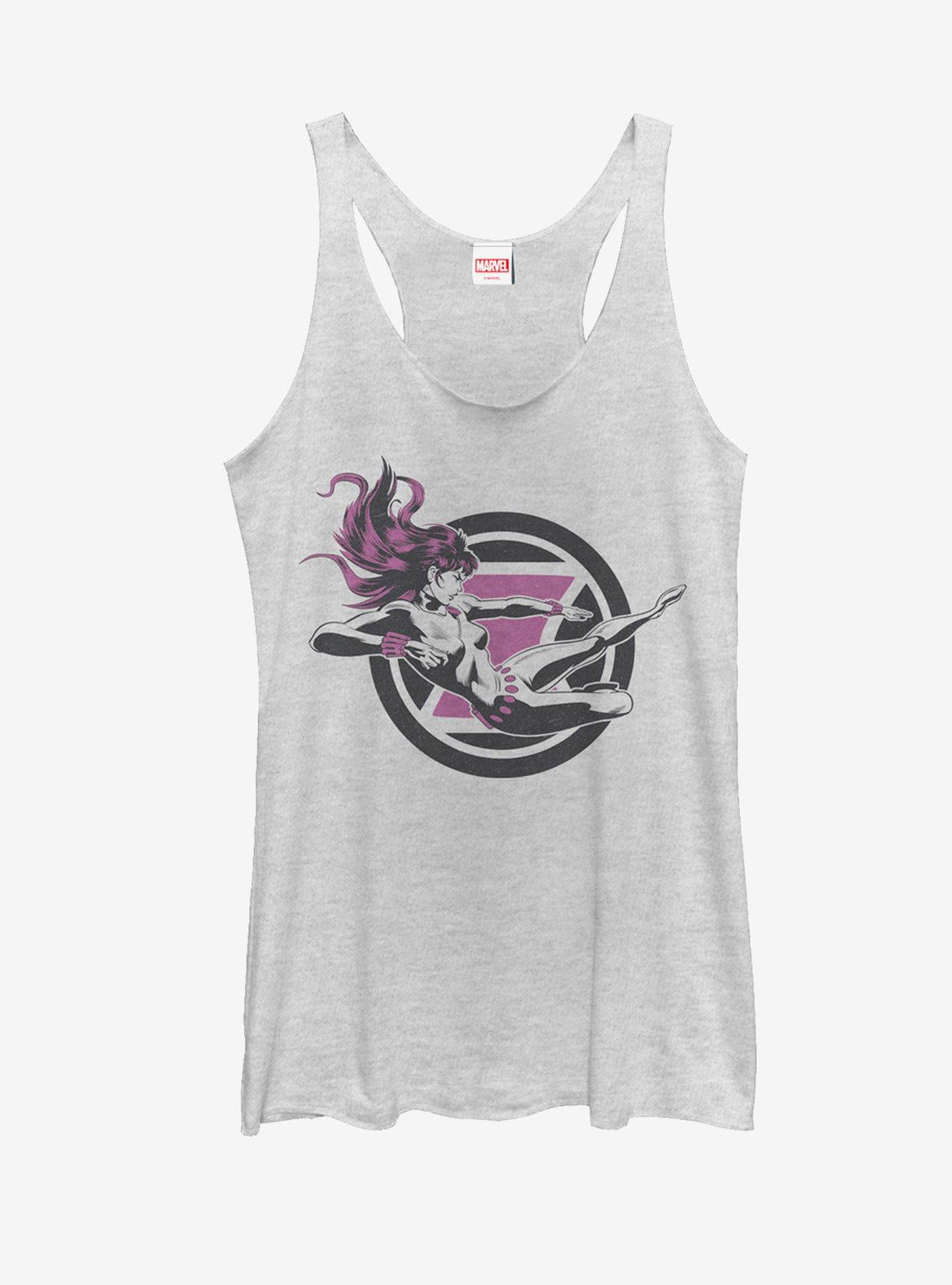 Marvel Black Widow Flying Kick Womens Tank, WHITE HTR, hi-res