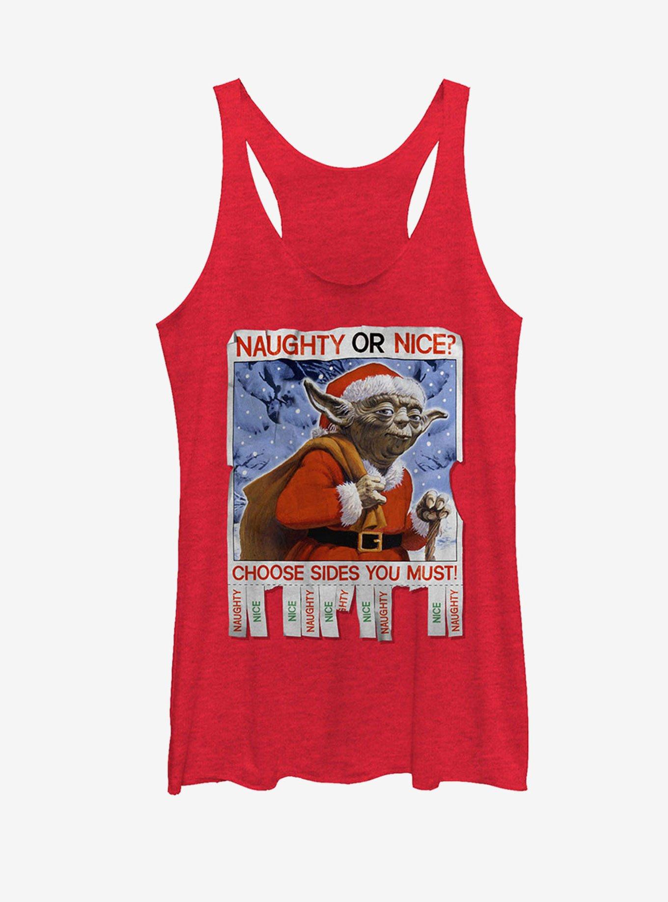 Star Wars Christmas Yoda Naughty or Nice Womens Tank, , hi-res