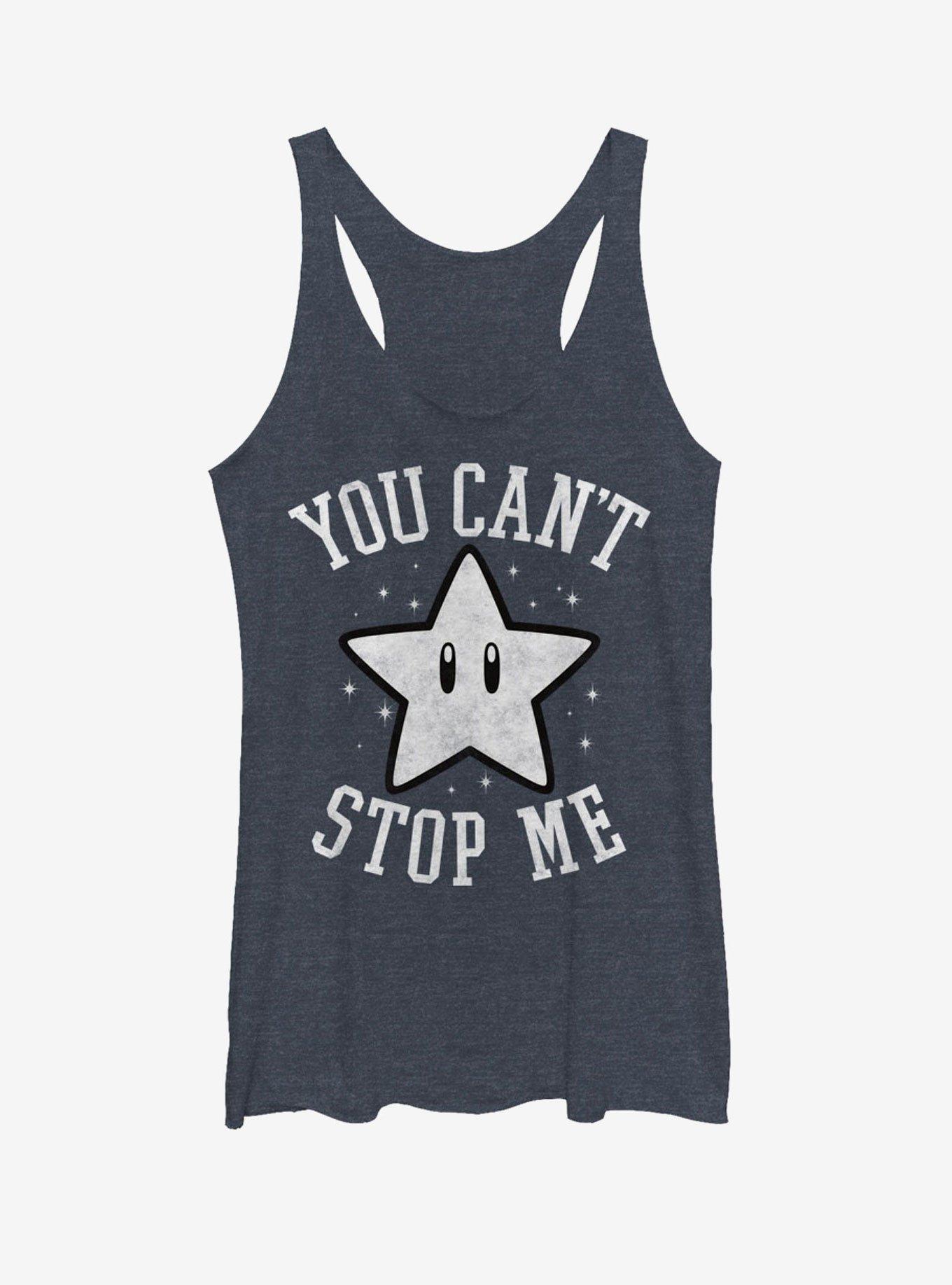 Nintendo Super Star You Can't Stop Me Womens Tank, NAVY HTR, hi-res