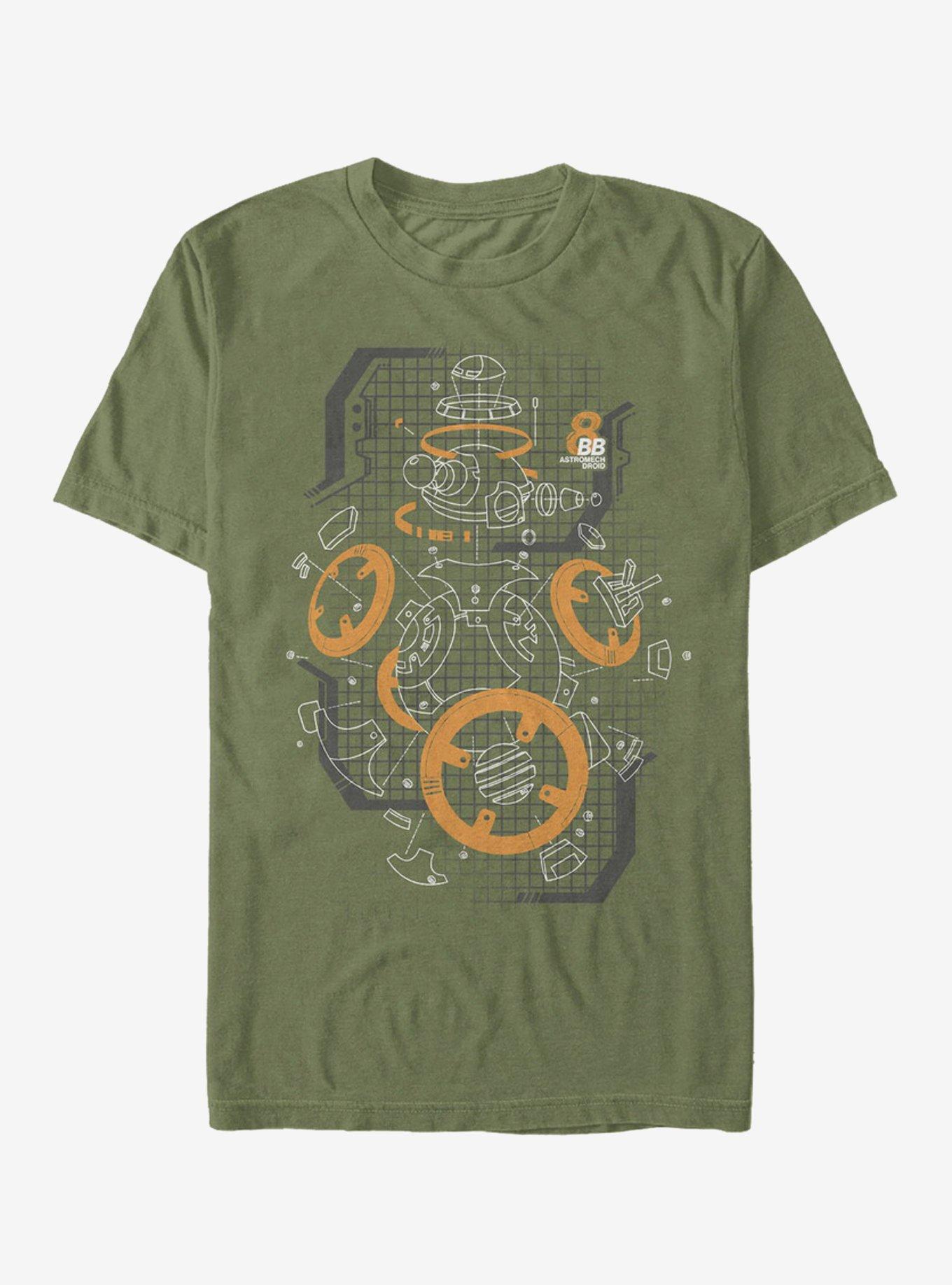 Star Wars BB-8 Deconstructed View T-Shirt, MIL GRN, hi-res