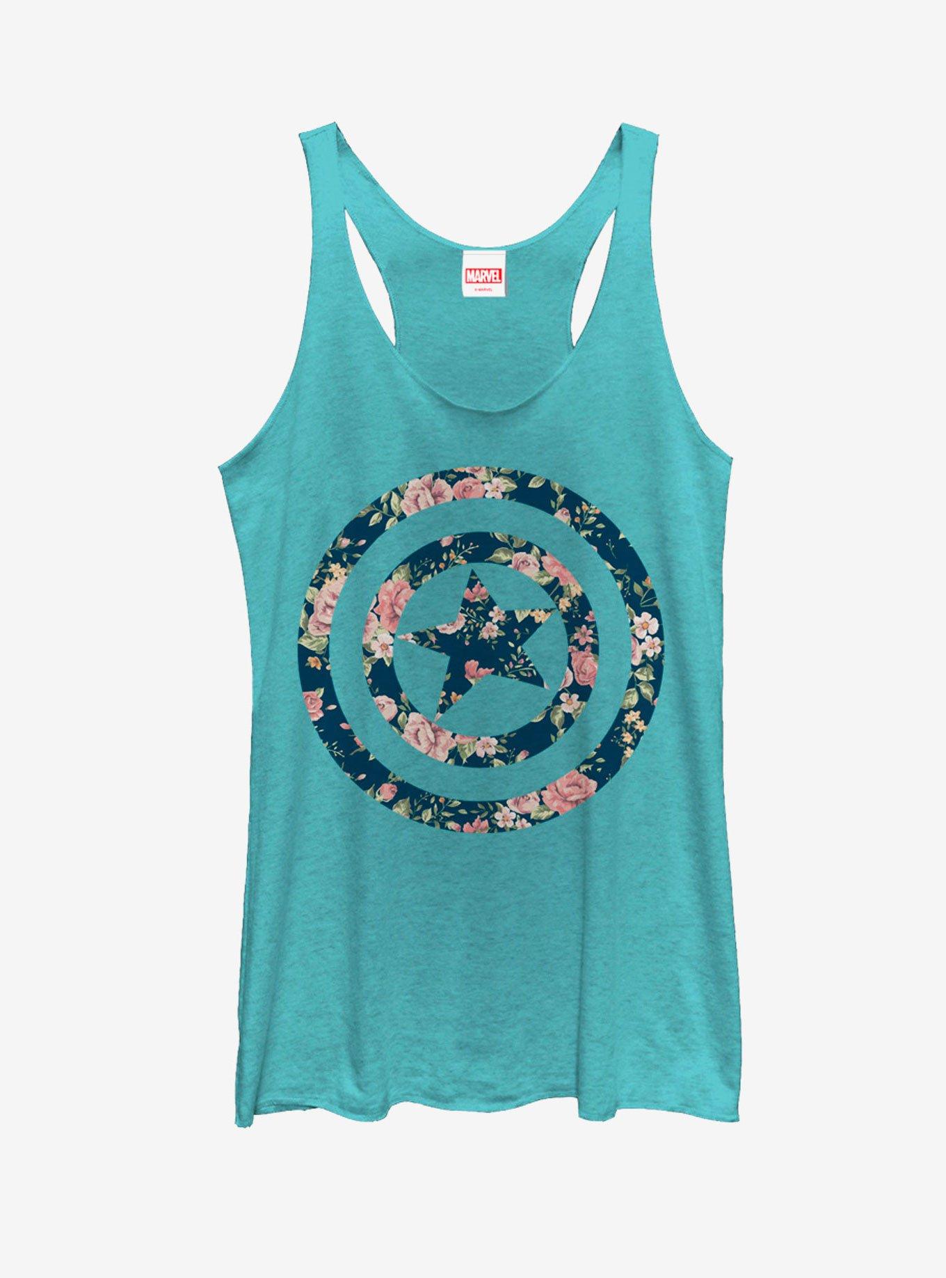 Marvel Captain America Floral Print Womens Tank, , hi-res