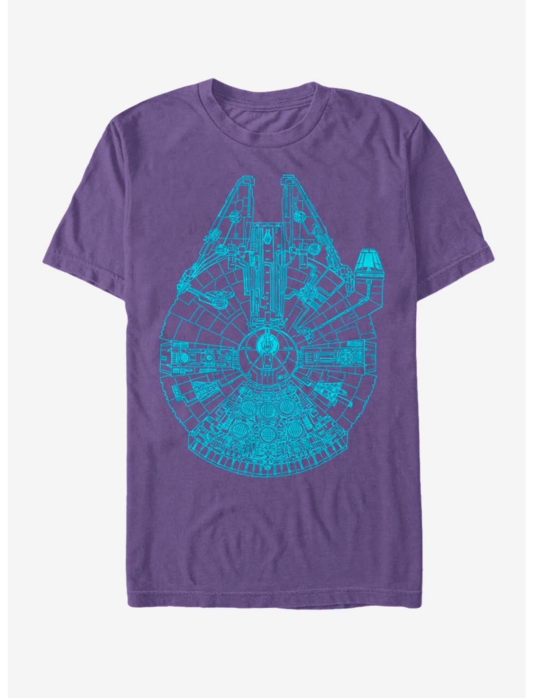 Star Wars Millennium Falcon Outline T-Shirt, PURPLE, hi-res