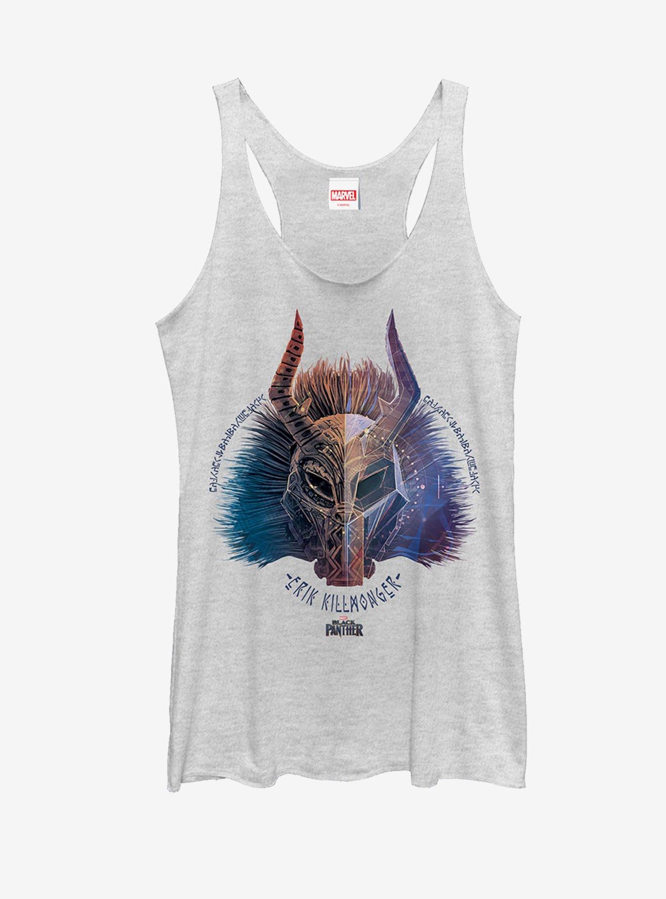 Marvel Black Panther 2018 Erik Killmonger Womens Tank, WHITE HTR, hi-res