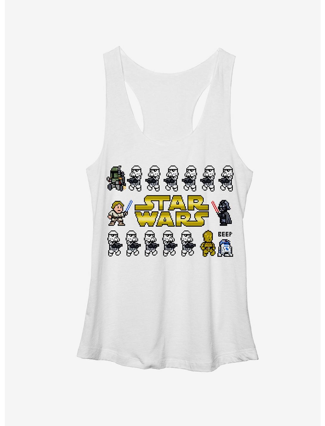 Star Wars Pixel Character Line Womens Tank, WHITE HTR, hi-res