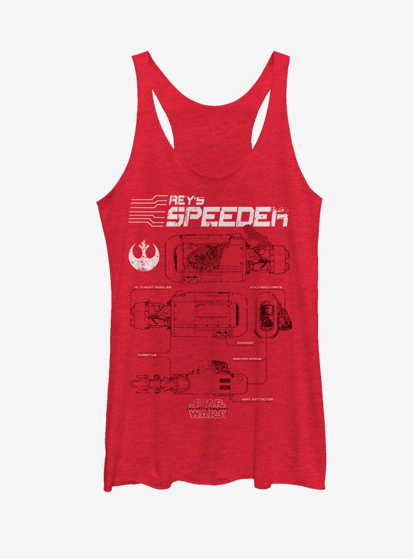 Star Wars Rey's Speeder Schematics Womens Tank, RED HTR, hi-res