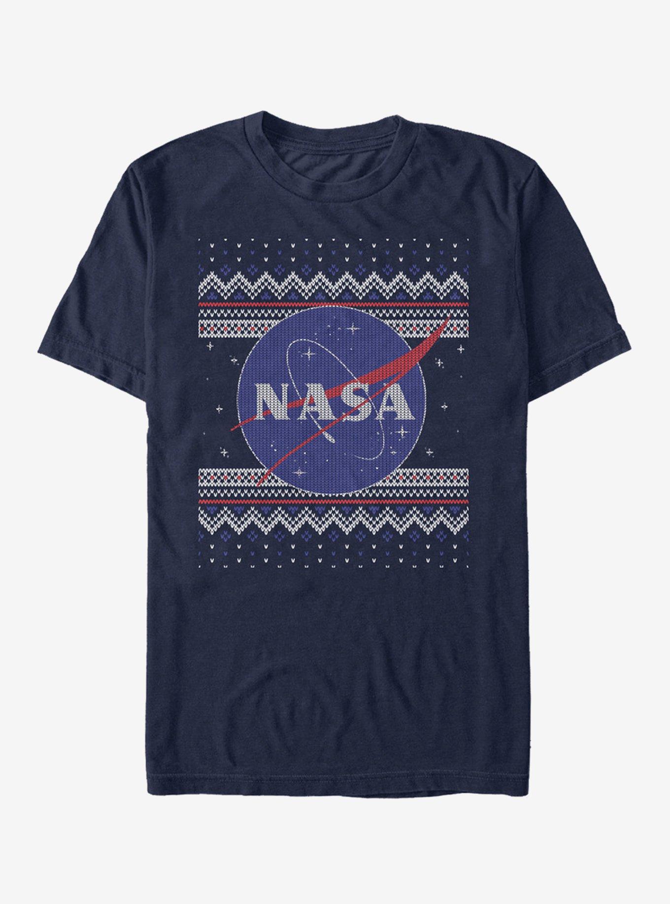 NASA Logo Ugly Christmas Sweater Print T-Shirt, NAVY, hi-res