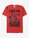 Marvel Deadpool Love You and Tacos T-Shirt, RED, hi-res