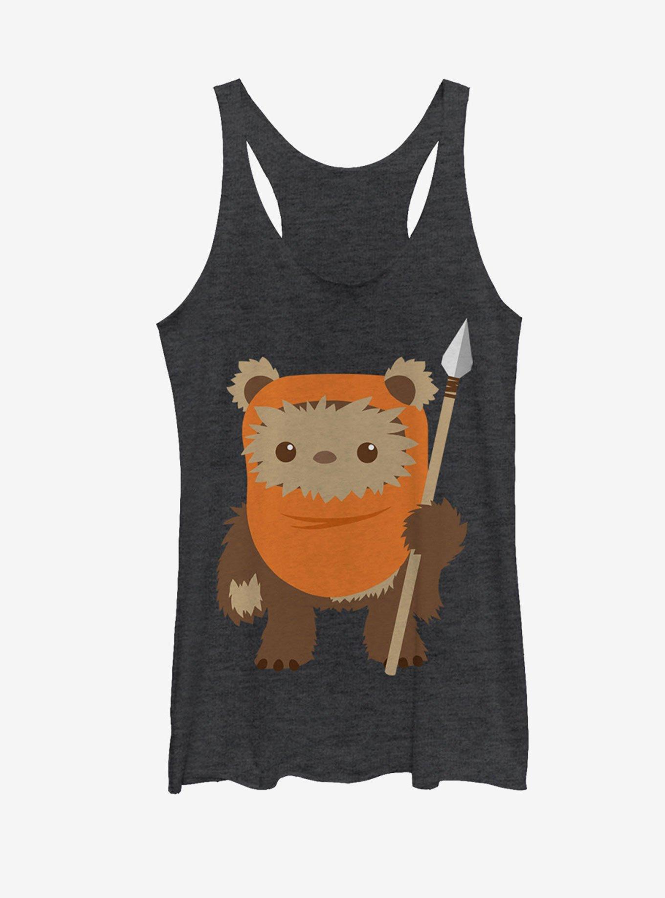 Star Wars Wicket Ewok Cartoon Womens Tank, BLK HTR, hi-res