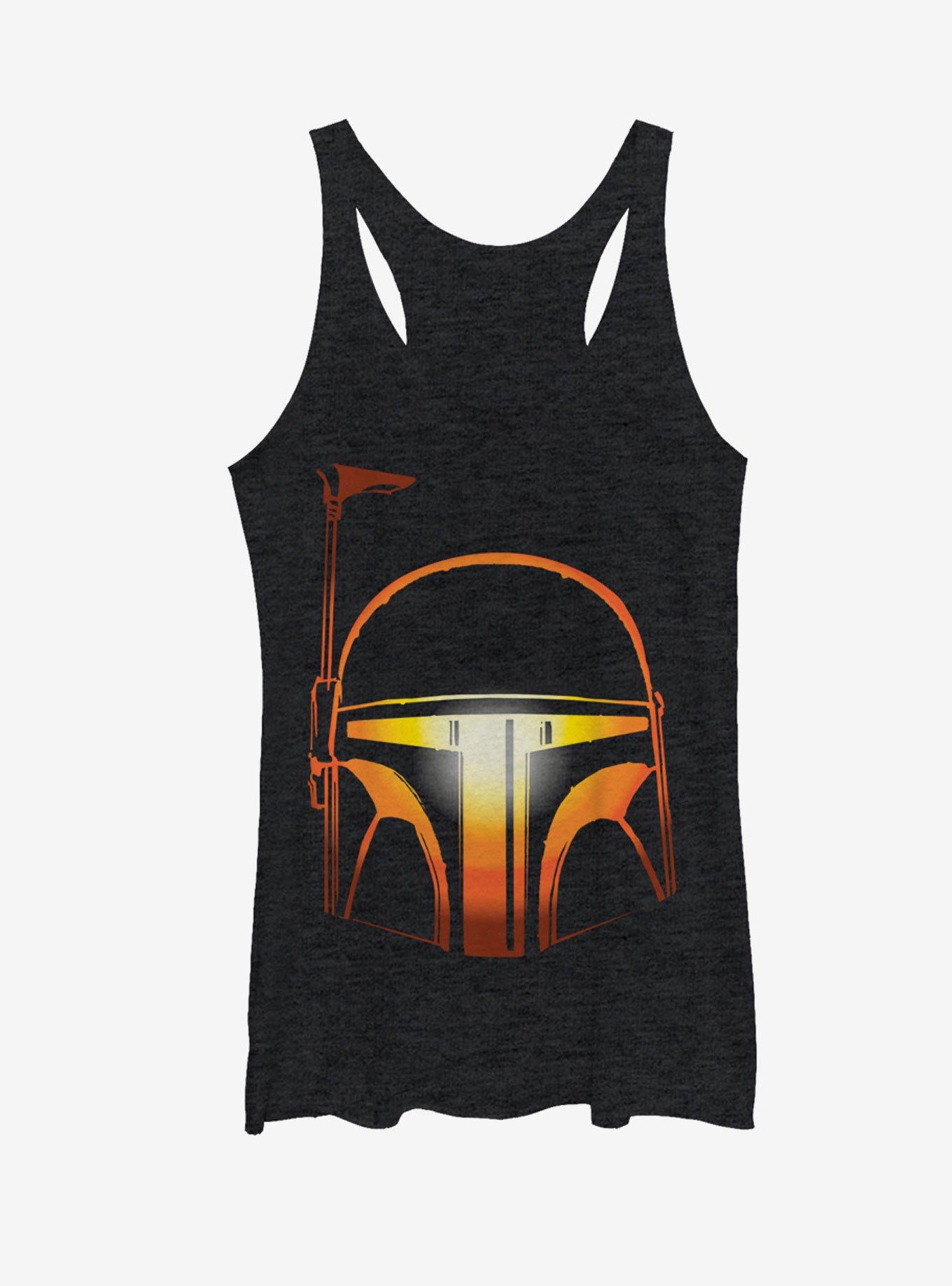 Star Wars Boba Fett Halloween Jack-O'-Lantern Womens Tank, BLK HTR, hi-res