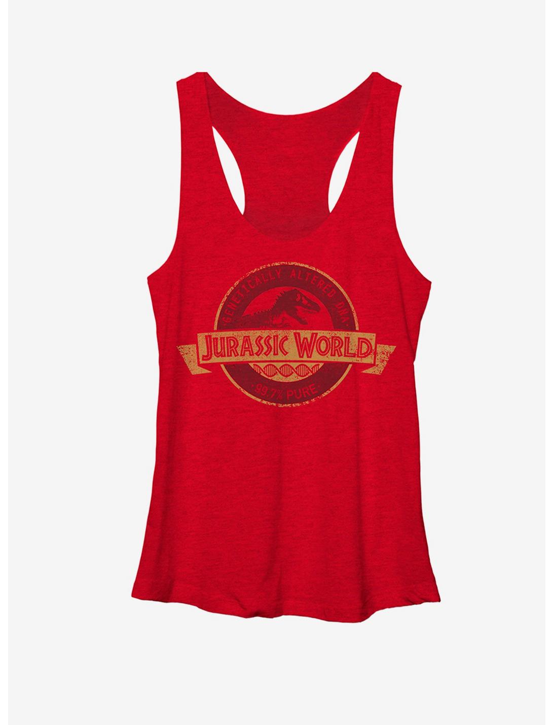 Jurassic World Genetically Altered Logo Womens Tank, RED HTR, hi-res