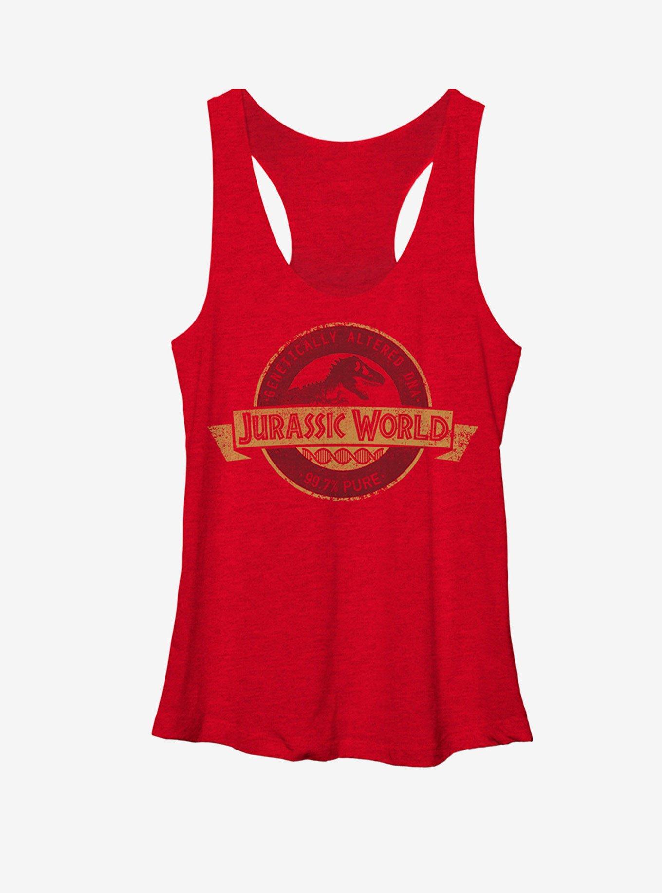 Jurassic World Genetically Altered Logo Womens Tank, RED HTR, hi-res