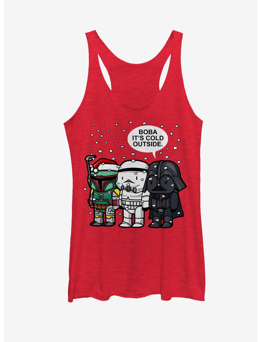 Star Wars Christmas Boba It's Cold Outside Womens Tank, RED HTR, hi-res