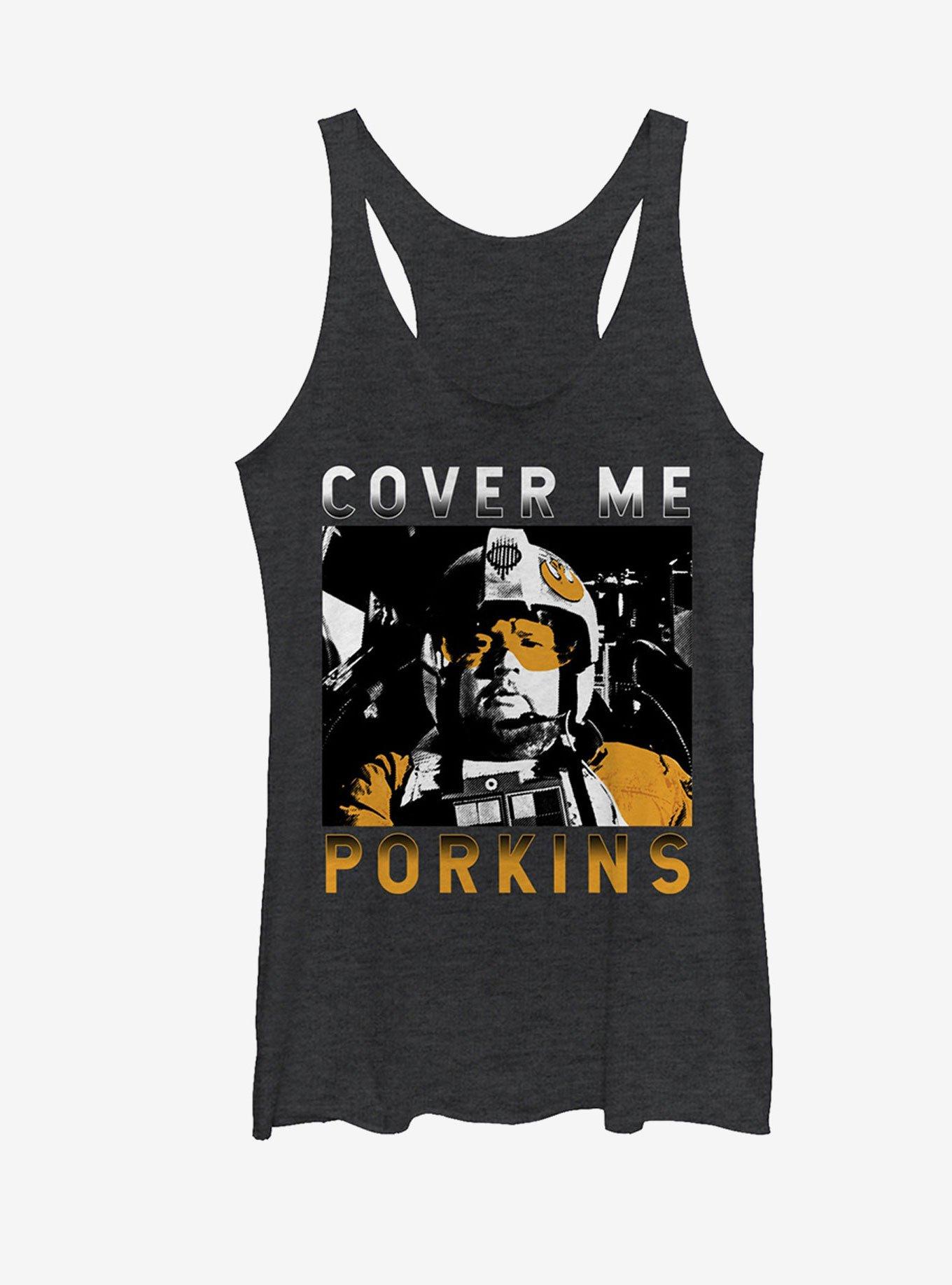 Star Wars Cover Me Porkins Womens Tank, BLK HTR, hi-res