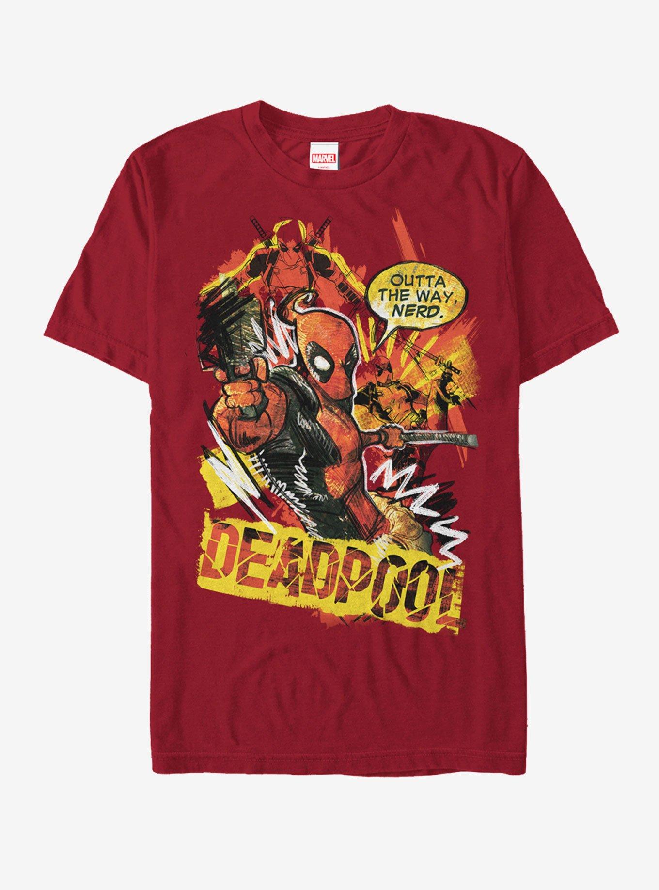Marvel Deadpool Outta the Way Nerd T-Shirt