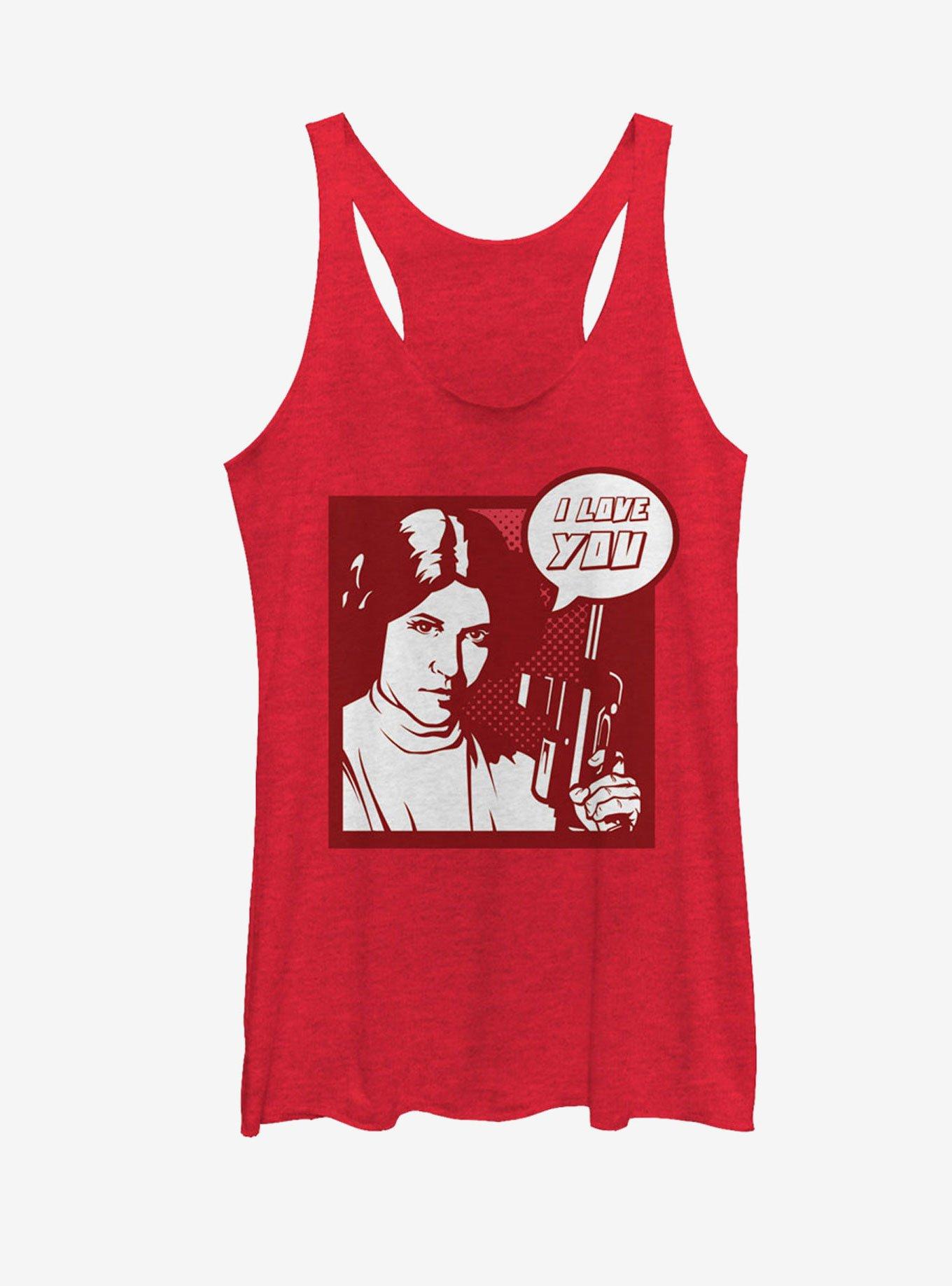 Star Wars Pop Art Princess Leia I Love You Womens Tank, RED HTR, hi-res
