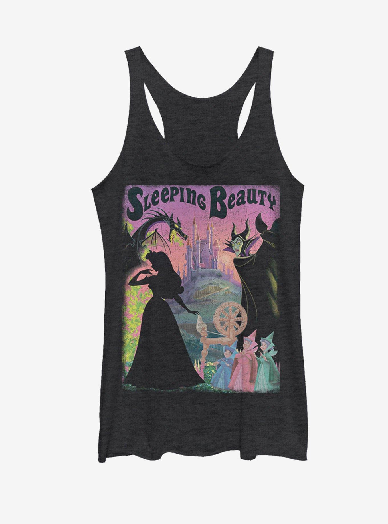 Disney Sleeping Beauty Aurora Silhouette Womens Tank, BLK HTR, hi-res