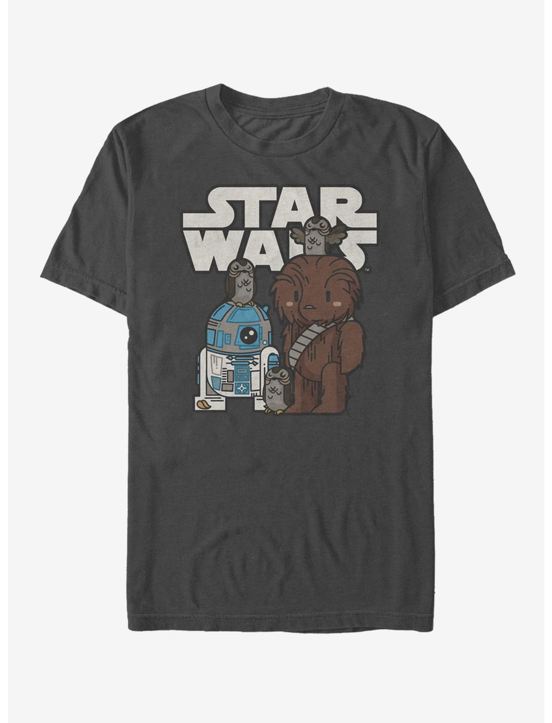 Star Wars Cartoon Porg Party T-Shirt, CHARCOAL, hi-res