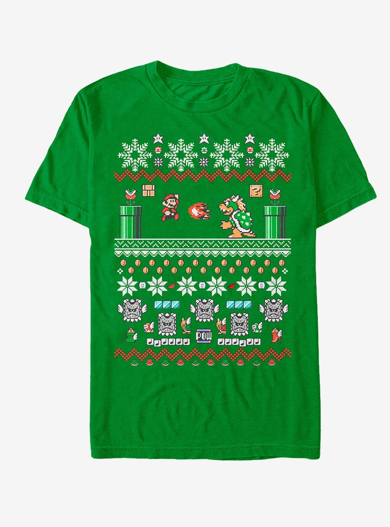 Nintendo Mario and Bowser Ugly Christmas Sweater T-Shirt, KELLY, hi-res
