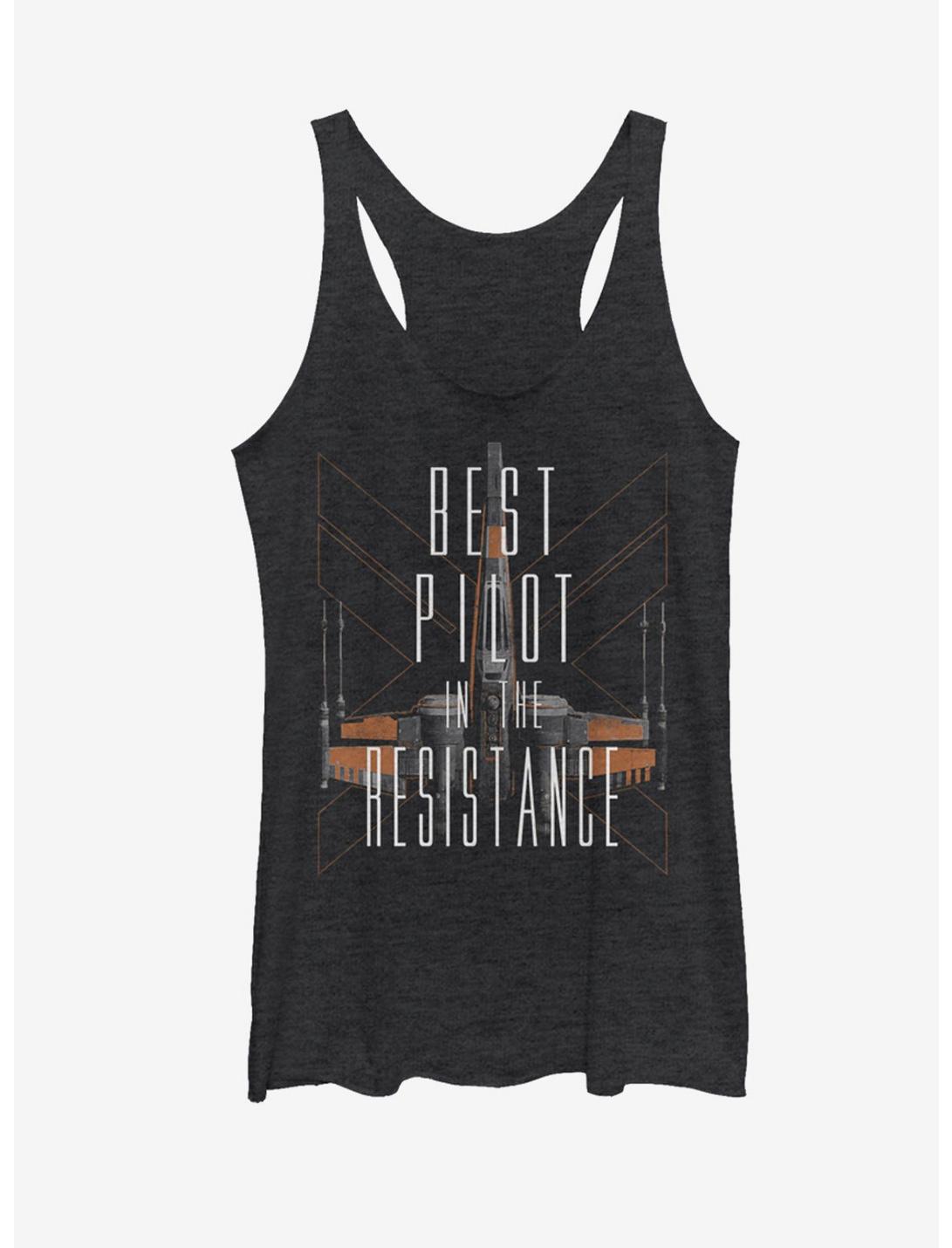 Star Wars Best Pilot in the Resistance X-Wing Womens Tank, BLK HTR, hi-res