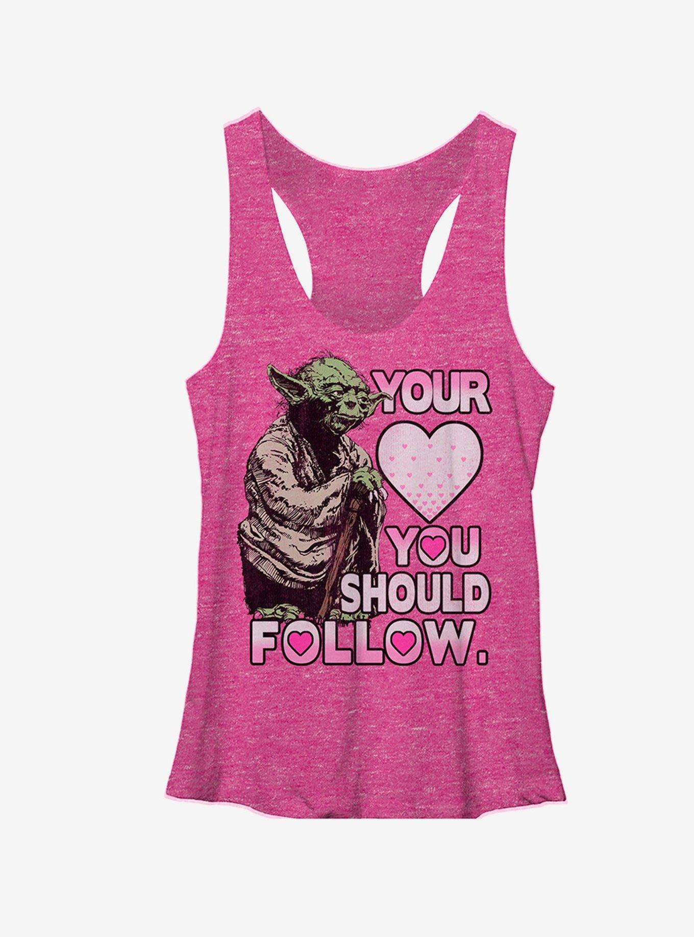 Star Wars Yoda Follow Your Heart Womens Tank, PINK HTR, hi-res