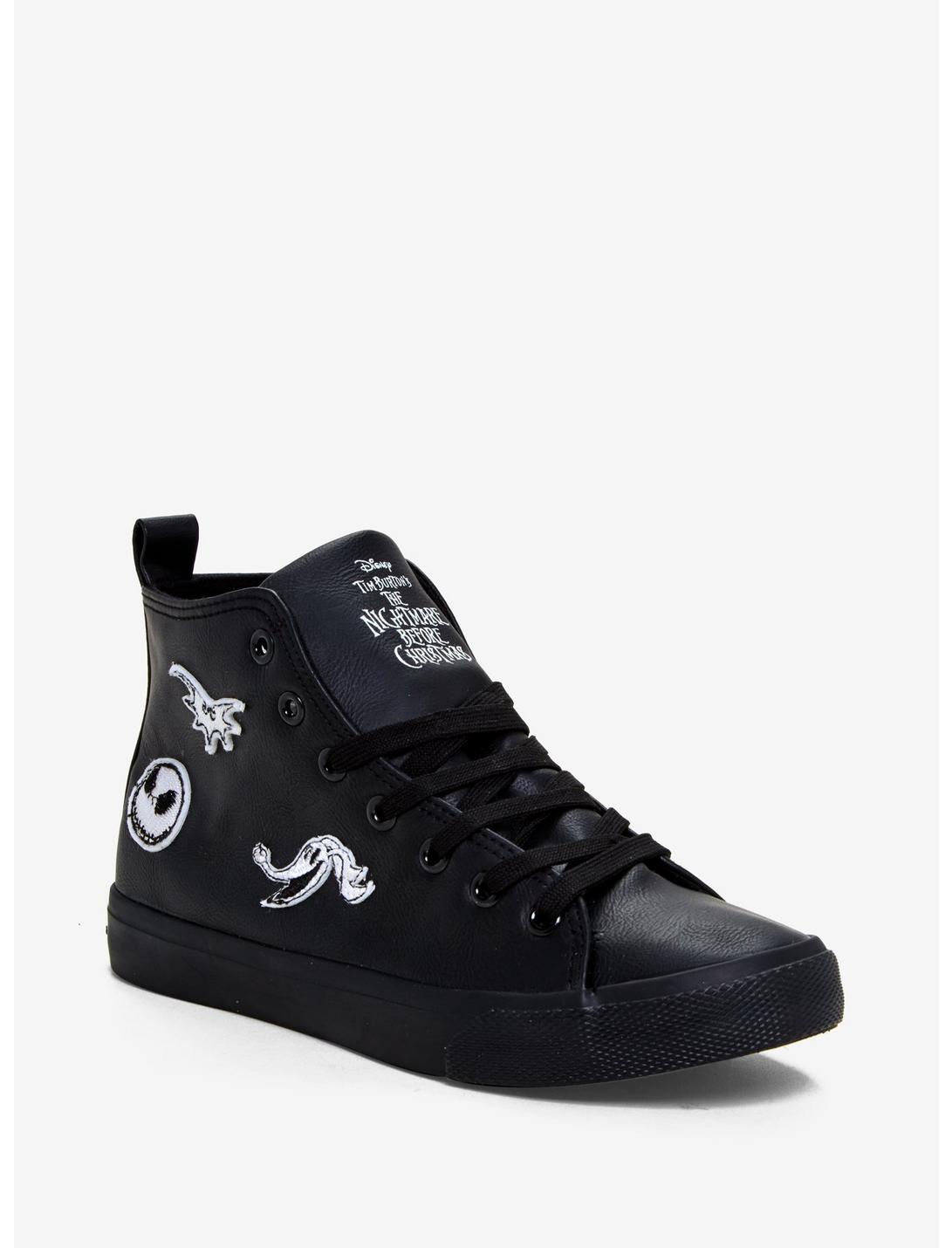 The Nightmare Before Christmas Patches Faux Leather Hi-Top Sneakers, BLACK, hi-res