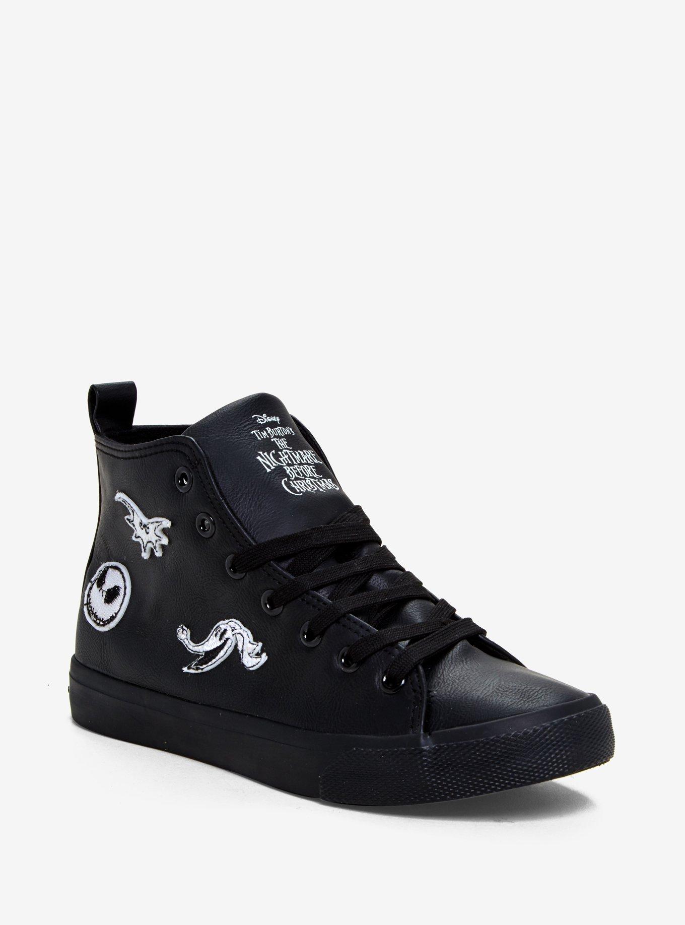 The Nightmare Before Christmas Patches Faux Leather Hi-Top Sneakers, BLACK, hi-res