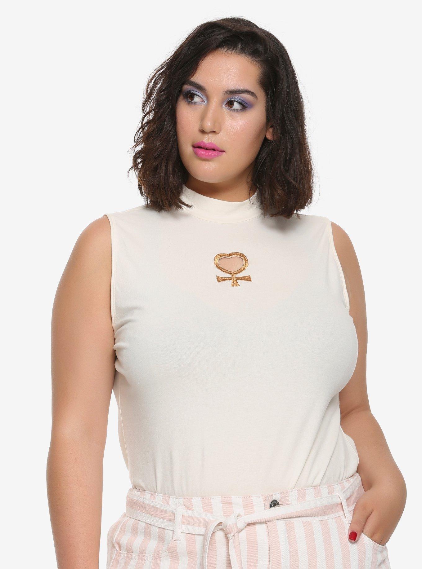 Sailor Moon Sailor Venus Mock Neck Girls T-Shirt Plus Size Hot Topic Exclusive, ORANGE, hi-res