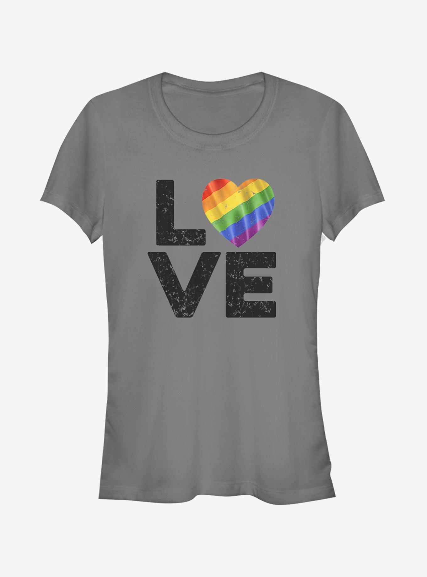 Pride Love Girl's Tee, CHARCOAL, hi-res