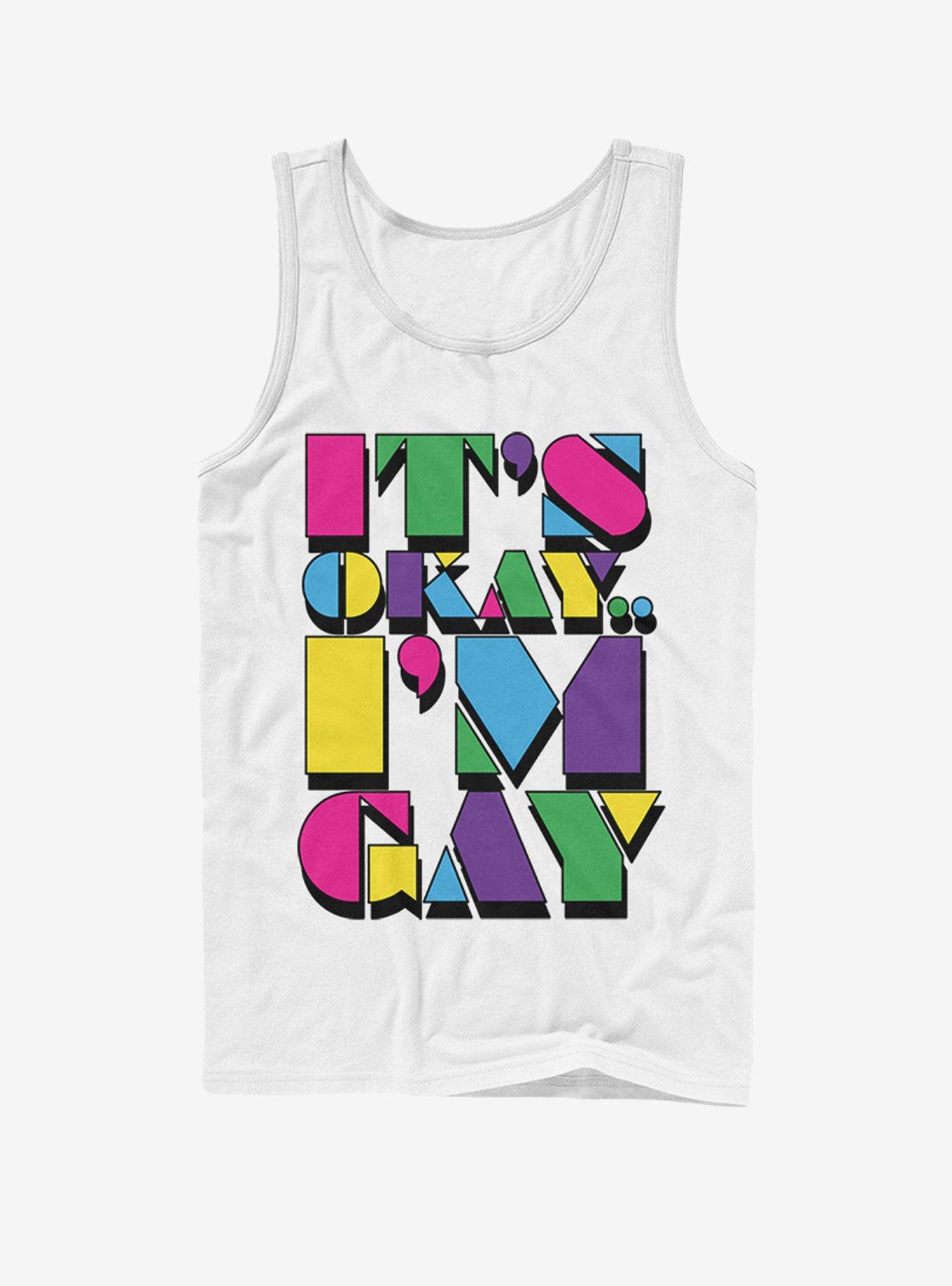 Its Okay Im Gay Tank, WHITE, hi-res