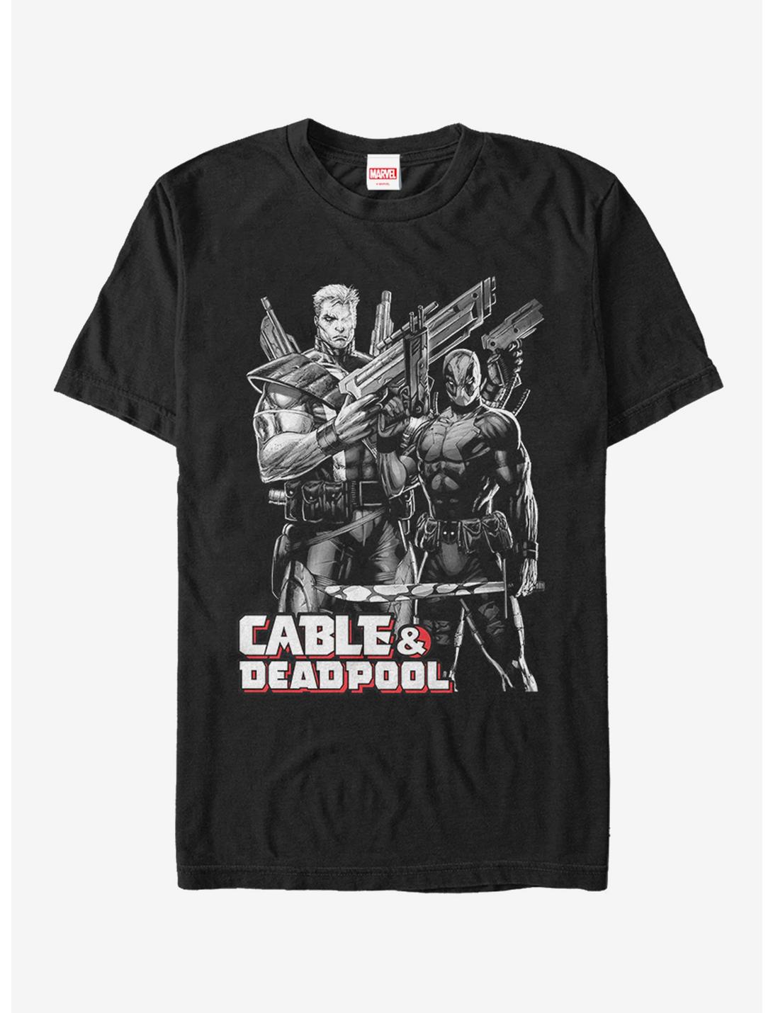 Marvel Deadpool Grey-Scale Cable & Deadpool T-Shirt, BLACK, hi-res