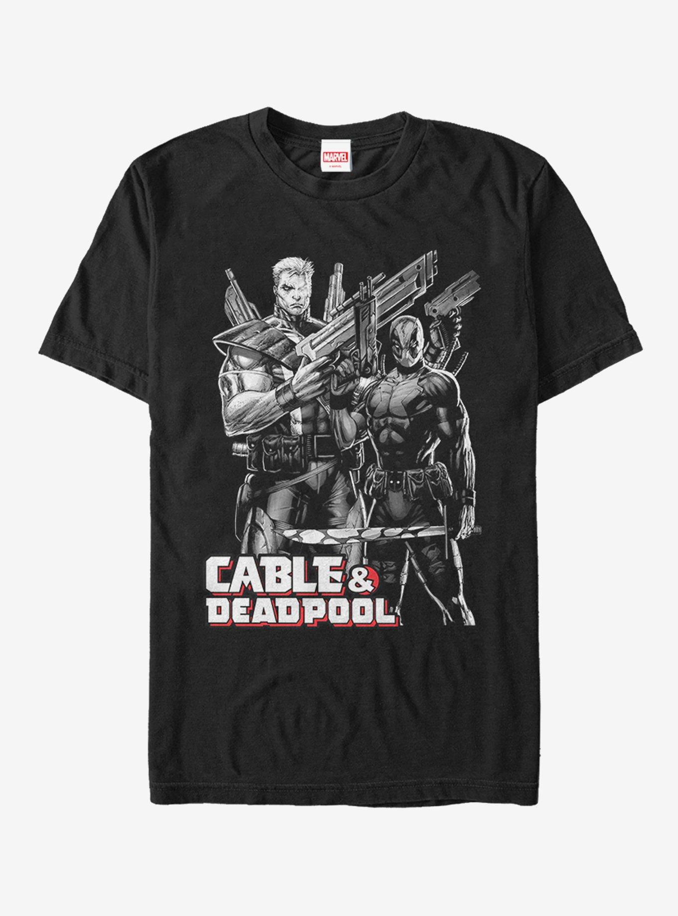 Marvel Deadpool Grey-Scale Cable & Deadpool T-Shirt, BLACK, hi-res
