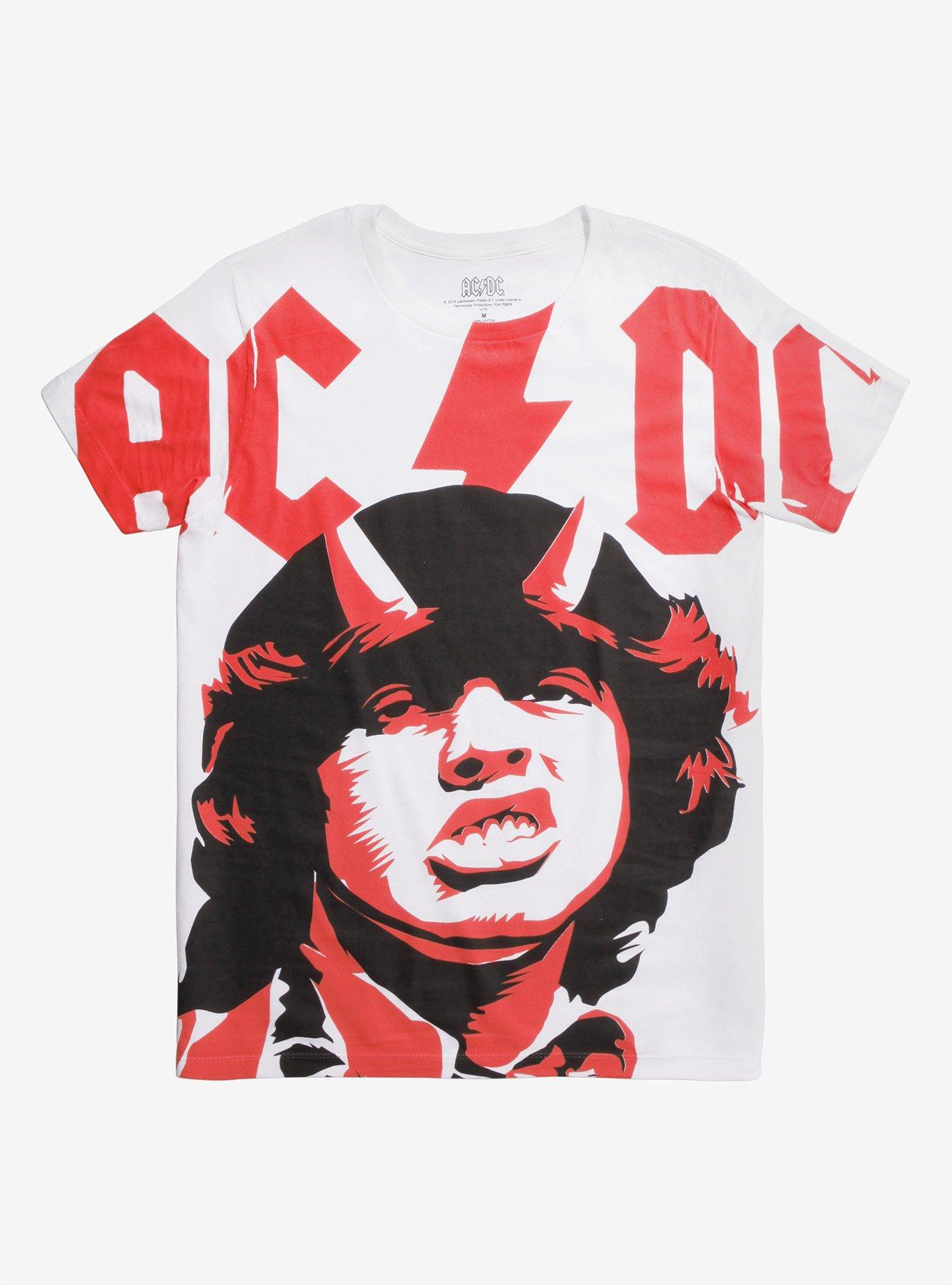 AC/DC Angus Photo Large Print T-Shirt, WHITE, hi-res