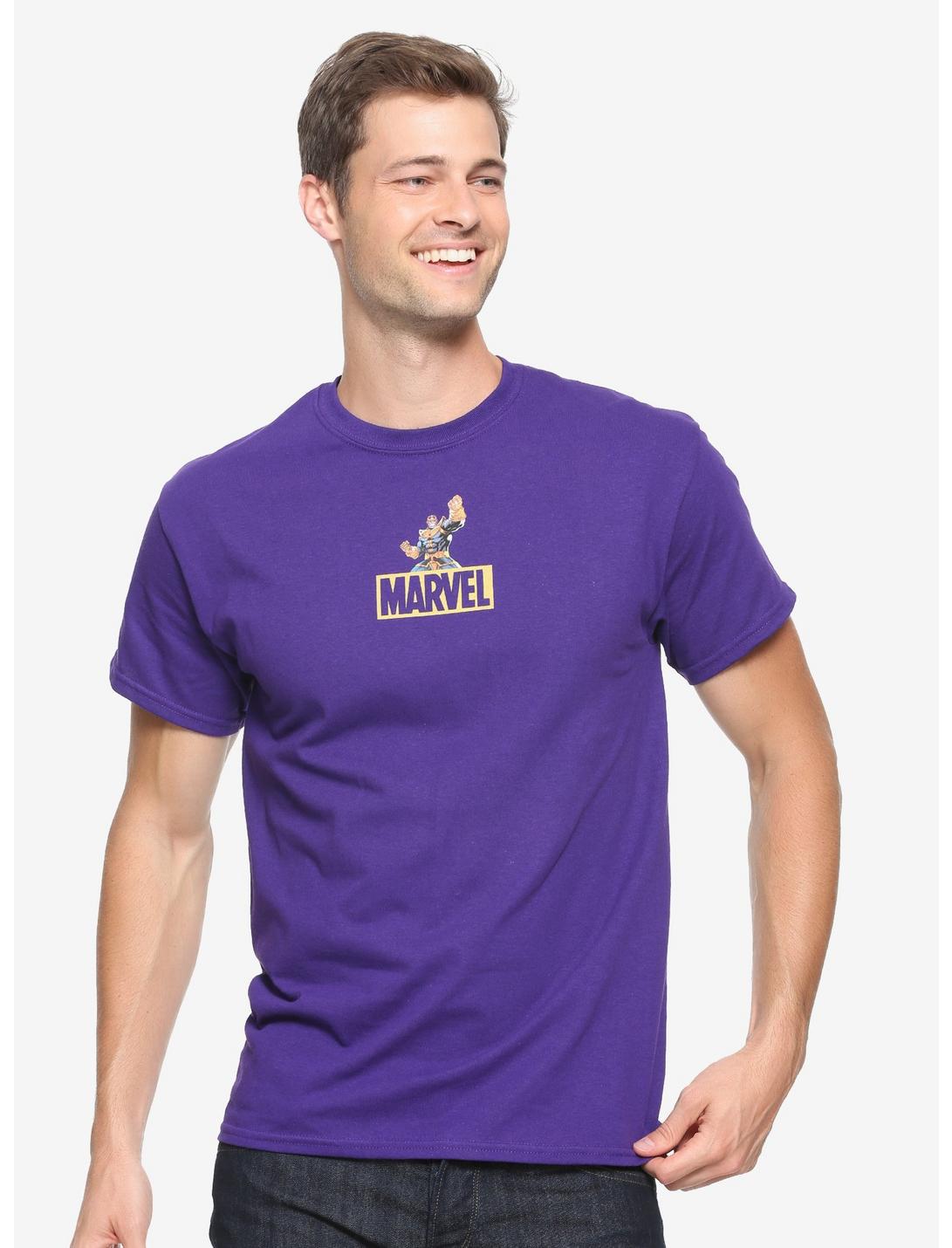 Marvel Thanos Logo T-Shirt - BoxLunch Exclusive, PURPLE, hi-res