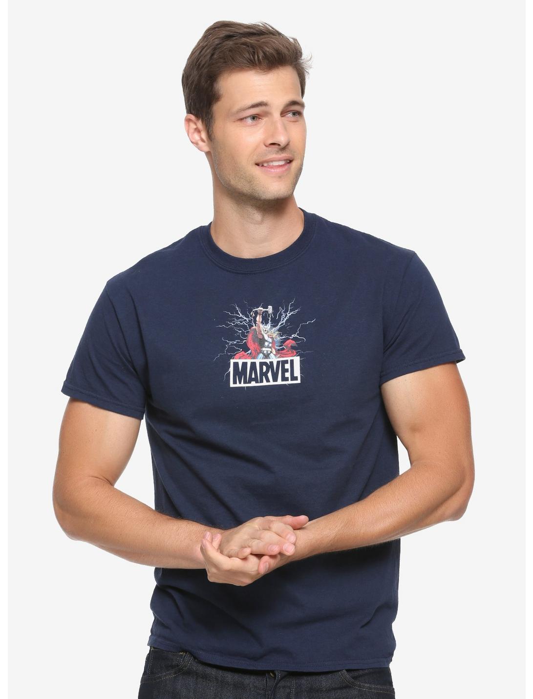 Marvel Thor Logo T-Shirt - BoxLunch Exclusive, BLUE, hi-res